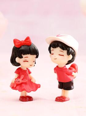 新款运动情侣微景观桌面DIY装饰配件少女心可爱运动帽情侣小摆件