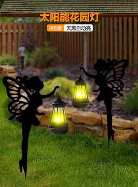 跨境新太阳能灯猫咪花园庭院插件万圣节黑猫装饰摆饰金属工艺礼品