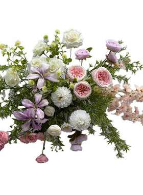 排花排森仿真花艺花地婚庆布置引订婚宴千代路背景系兰装饰花紫粉