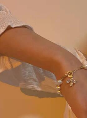 ins淡水珍珠蜜蜂手链手环手链