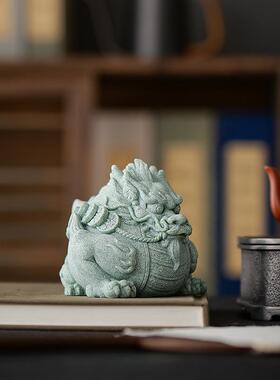 晨翔 青砂石祖龙茶宠装饰摆件茶盘鱼缸造景瑞兽家居创意国潮精品