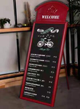 铁艺复古工业留言板酒吧咖啡厅网吧店门口落地黑板宣传写字板摆件