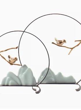 创铁艺陶瓷假摆件现代山新中式意餐KL0619A厅书架玄板关样间室内