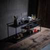 Iron tea shed black Bogu rack tea Japanese tea shed storage table display art rack tea room tea space tea set cabinet