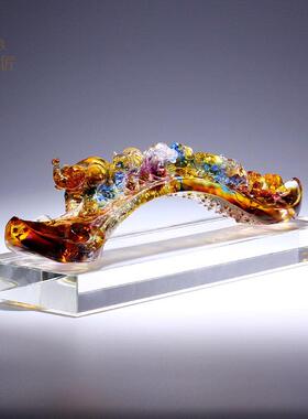 高端琉璃吉祥玉如意摆件客厅轻奢装饰玄关发财高档大象水晶工艺礼