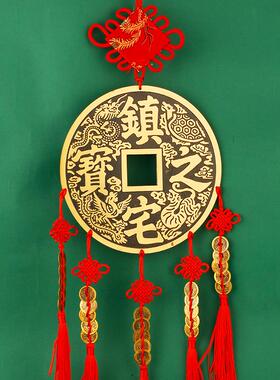 黄铜五帝钱葫芦挂件大号铜钱五葫临门家居店铺办公室装饰工艺礼品