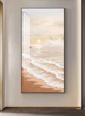 海边风景画入户进门玄关装饰画走廊尽头挂画现代简约油画山水壁画