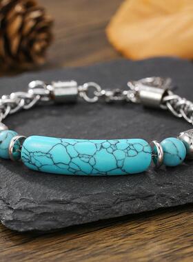 European and American turquoise titanium steel men bracelet