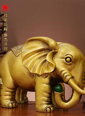 铜象摆件一对财福对象吉象吸水象吸财大象客厅桌面家居铜器摆件