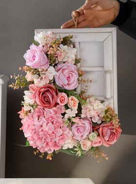 莱雅花艺仿真花绢花装饰花壁挂玫瑰套装成品复古创意壁挂花艺桌摆