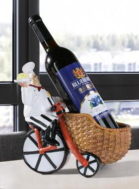 跨境厨师骑车红酒架欧式天鹅酒架家居客厅酒柜玄关电视柜收纳桌面