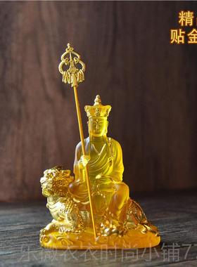 新款精品大愿地藏王萨仿琉璃谛听地藏小佛像菩缘家居供奉摆车件结