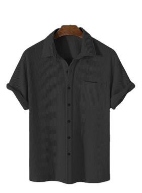 Men's Solid Color Pocket Button Front Corduroy Shirt Regular