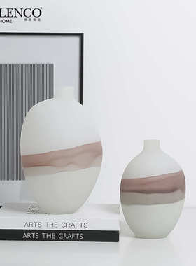 新中式极简水墨流纹玻璃花瓶样板间会所玄关客厅插花创意艺术花器