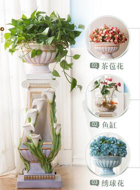 电柜旁水边落地摆件客厅设家摆用创意欧式流喷泉家13300302居饰品