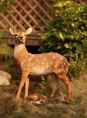 创意仿真动物家居装饰摆件庭院花园橱窗写实梅花鹿树脂工艺品摆件