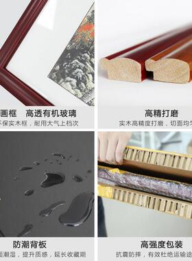 新中式玄关装饰画牡丹花挂画入户正对门壁画客厅花开富贵国画手绘