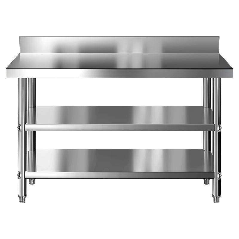 加厚304不锈钢工作台双层操作台打包切菜收纳桌饭店厨房带挡板,淘宝优惠券,粉丝福利购,淘宝优惠卷
