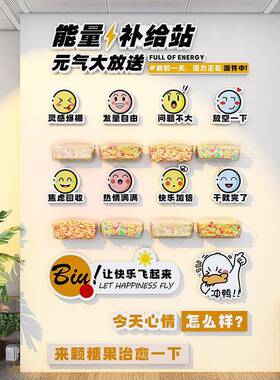 公司能量补给站文化墙贴茶水间休息室企业氛围布置办公室墙面装饰