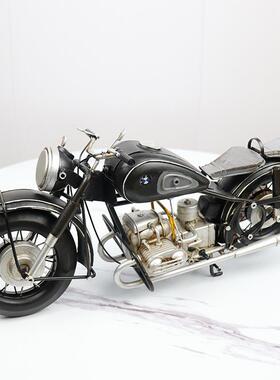 复古摩托车模型复古仿真手工艺品机车收藏摆件客厅酒吧橱窗摆设