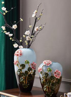 欧式珐琅彩琉璃插花花瓶客厅餐桌玄关书房简约现代家居饰品摆件