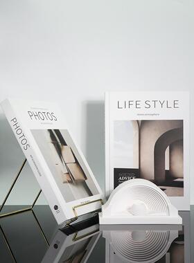 酒店售楼处外文书彩色简约现代风格样板间书房英文装饰仿真书摆件