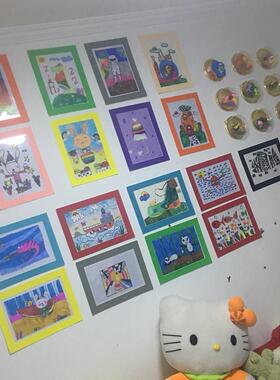 简易画框裱美术学生作品儿童裱画框装裱A4海报展示卡纸8开k黑相框