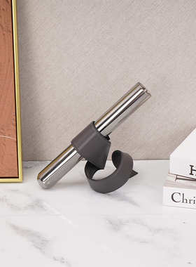 创意皮质斜立试管玻璃插花器玻璃花胍样板间售楼处皮革玻璃管装饰