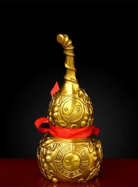 纯铜葫芦摆件不开口室内客厅玄关纳福装饰工艺品封闭口葫芦黄铜