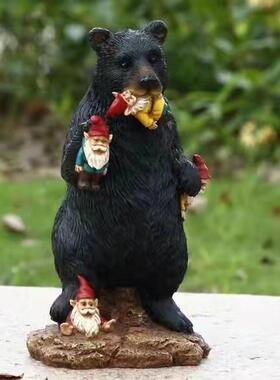恐龙吃小矮人树脂花园精灵摆件雕像侏罗纪dinosaurs ate dwarfs