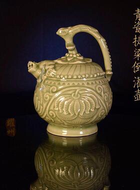 陕西历史博物馆倒流灌壶三王壶仿复古代老式茶酒器耀州窑精品青瓷