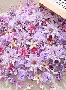仿真花紫色组合花朵材料包 假花 绢花 diy手作花环簪花头饰材料