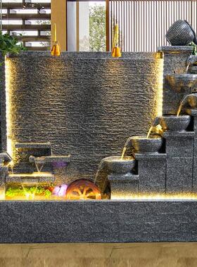 流水帘水幕墙假山tb-59576流水喷泉民造宿庭缸院装饰观鱼景池瀑布