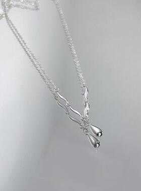 搭配衣服的项链配饰波浪水滴项链女时尚个性小众设计感ins风气质