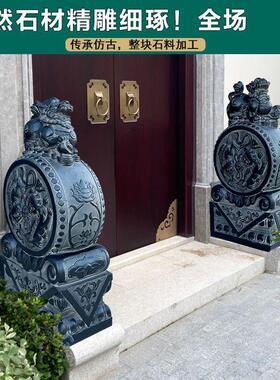 石鼓门墩抱鼓石大象家用镇宅石狮子貔貅青石仿古门当石墩石鼓摆件