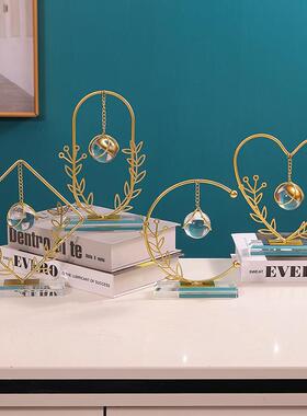 7144C现代圆形心型坠水金属摆件晶球吊工艺品家居客厅爱卧室办公