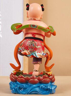 善财童子木雕家用供奉香樟木观音童子进财童子招财进宝童子摆件