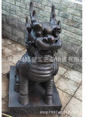 纯铜坐麒麟一对 厂家生产制作 户外火麒麟站麒麟别墅小区庭院看门