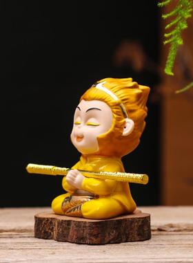 精品齐天大圣孙悟空摆件鱼缸造景小猴子可养茶宠陶瓷平安车载摆件