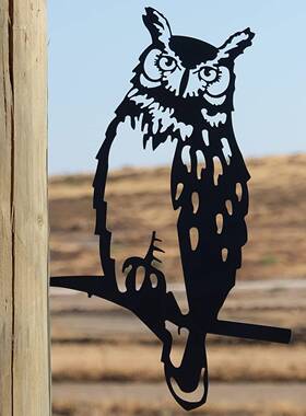 跨境金属铁艺园林装饰不锈钢喷漆猫头鹰户外庭院模具工艺品摆件