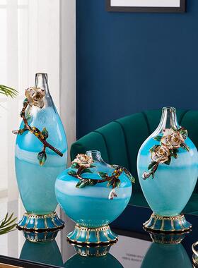 珐琅彩琉璃花瓶摆件轻奢风格客厅餐桌玄关电视柜后现代家居装饰品