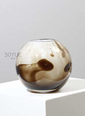 现代简约轻奢花纹气泡底琉璃花瓶样板间客厅玄关桌面插花家居装饰