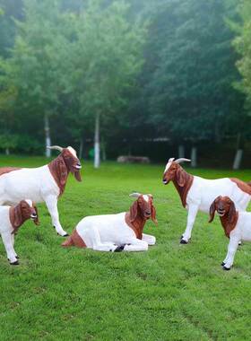 发光仿真写实动物波尔山羊落地雕塑摆件小区景区公园装饰玻璃钢