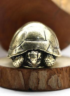 实心纯黄铜办公桌面小摆件复古乌龟古铜茶宠饰品工艺品礼品手把玩