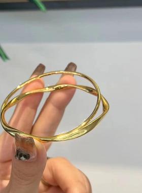 黄金色莫比浪比乌斯双环手镯气质经典镜面无限循环莫乌斯之漫送女