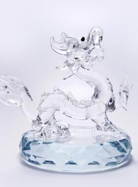 玻璃生肖龙摆件创意生日礼物手工琉璃生肖十二生肖水晶动物龙车载