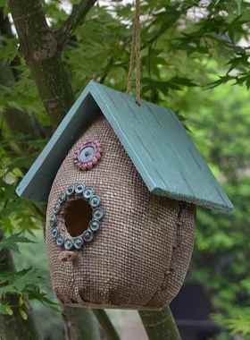 正品户外树脂窝挂鸟屋别墅件花园院公鸟园幼儿庭园装饰品挂饰园艺
