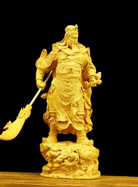 黄杨木雕关公半手工实木制工艺品 工艺把件摆件关二爷黄杨木手工
