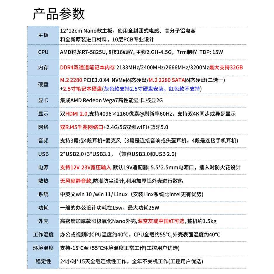 无风扇迷你主机AMD锐龙R7 5825U微型工控小电脑高清4K游戏办公 - 图2