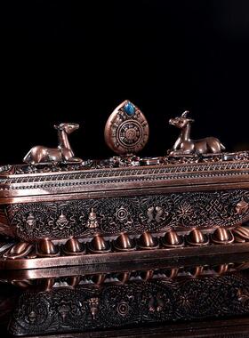 2026藏式卧香炉佛具彩绘八宝景泰蓝熏香盒卧香盒线香炉居室 大号